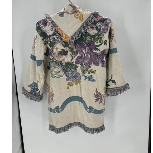 Vintage All in the Bag Coat tapestry blanket fringe 90s cherub open front quirky - Picture 8 of 10